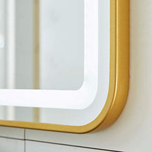 Specchio da Parete a LED, Specchio da Bagno con Luce, Specchio da Trucco/da Barba Rettangolare con Luce Bianca (Nero/Oro)