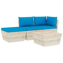SKM Set Divani da Giardino su Pallet 4 pz con Cuscini Legno Abete (59.6kg) Blu-3436