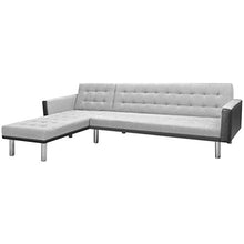 SKM Divano Letto ad Angolo Tessuto 218x155x69 cm Bianco e Grigio A