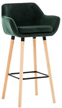 CLP Sgabello Bar Grant In Velluto Sfoderabile I Sedia Alta Cucina In Legno Di Faggio Con Cuscino Removibile, Colore:verde