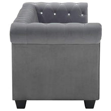 FAMIROSA Divano Chesterfield a 3 Posti in Velluto 199x75x72 cm Grigio