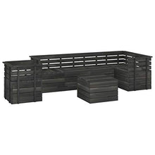 FAMIROSA Set Divani da Giardino su Pallet 7 pz Legno Pino Grigio Scuro-3750