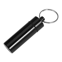 Erduo Mini Portatile Impermeabile a Forma di Pillola in Lega di Alluminio portapillole Custodia per Bottiglia Contenitore per farmaci con Portachiavi-Nero