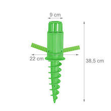 Relaxdays Picchetto per Ombrellone, con Manici, Supporto per Stendino, 19-32 mm, Campeggio, Spiaggia, Plastica, Verde