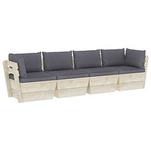 vidaXL Divano da Giardino a 4 Posti su Pallet con Cuscini Legno Abete