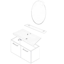 Fackelmann - Set di mobili da bagno, 5 pezzi, modello Lima, con lavandino in ghisa, 80 cm, specchio da bagno e ripiano in vetro