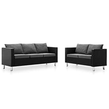 FAMIROSA Set Divani in Similpelle 2 pz Nero e Grigio Chiaro-5505