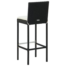 vidaXL Set Bar da Giardino 3 pz con Cuscini Polyrattan Nero