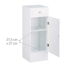 Relaxdays Mobile Bagno Legno, Armadietto con Cassetto, Design a Lamella, con Un’Anta, HLP: 80 x 30,5 x 30,5 cm, Bianco, White