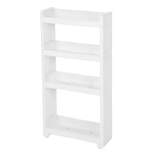 SONGMICS Scaffale Scorrevole Scaffale Portaoggetti Stretto Carrello Mobile Dispensa a 4 Livelli di Plastica con Rotelle per Cucina Bagno Bianco 45 x 17 x 91 cm KFR10WT
