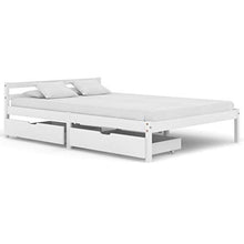 BIGTO - Struttura letto con 2 cassetti in legno di pino massello, mobili per camera da letto, 140 x 200 x 60 cm, colore: Bianco
