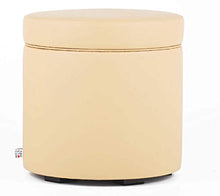 Arketicom Pandora Pouf Contenitore Rotondo Ecopelle Puff poggiapiedi SFODERABILE (42 D x 42 H, Bianco)
