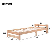 Letto in legno massiccio con testiera e rete a doghe, naturale (200 x 90 cm)