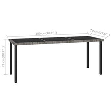 FAMIROSA Tavolo da Pranzo da Giardino Grigio 180x70x73 cm in Polyrattan