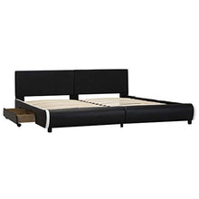 SKM Giroletto con Cassetti Nero in Similpelle 180x200 cm