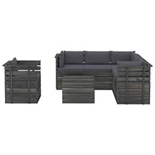vidaXL Set Divani da Giardino su Pallet 7 pz con Cuscini Massello Pino