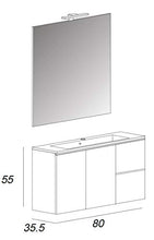 giordanoshop Mobile Bagno Sospeso 80 cm Lavabo e Specchio Tavassi Urano Grigio Talpa Opaco