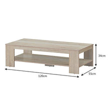 COSTWAY Tavolo da Divano, Tavolo da Salotto, Tavolino da caffè, 120 x 55 x 34 cm, Colore Naturale Legno