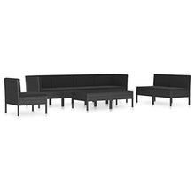 SKM Set Divani da Giardino 9 pz con Cuscini in Polyrattan Nero (58.5kg) Nero-6971