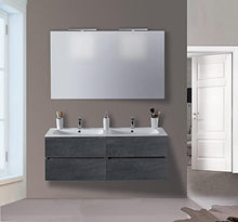 mazzoni Mobile da Bagno Sospeso 120cm Maiorca Light Doppia Vasca Antracite