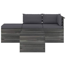 FAMIROSA Set Divani da Giardino su Pallet 4 pz con Cuscini Massello Pino-1779