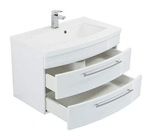 Posseik Luna - Mobile da bagno in MDF, 16 mm, colore: Bianco lucido