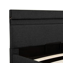vidaXL Giroletto Idraulico con Contenitore e LED Salvaspazio Robusto a Doghe Letto Imbottito Struttura Telaio Grigio Scuro in Tessuto 100x200cm