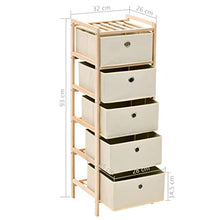 vidaXL Legno di Cedro Armadietto con 5 Cesti in Tessuto Beige Mobile Cassetti