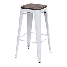 Set 4X sgabelli bistrot Design Industriale HWC-A73 Legno Metallo Verniciato Bianco