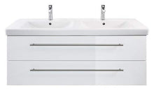 emotion Lavabo con mobiletto, Legno, Bianco Lucido, 130 mm, 2 unità