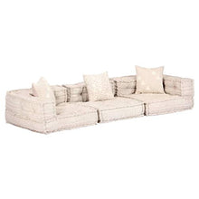 vidaXL Pouf Modulare a 3 Posti Comodo Ampio Divano Letto Robusto Resistente Durevole Solido Arredo Camera Mobile Imbottito Decorativo Beige in Tessuto