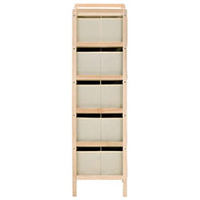 vidaXL Legno di Cedro Armadietto con 5 Cesti in Tessuto Beige Mobile Cassetti