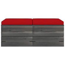 vidaXL Pouf da Giardino su Pallet 2 pz con Cuscini in Massello di Pino