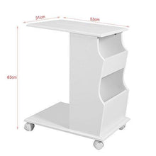 SoBuy Tavolino da Divano Moderno,con Ruote e Porta Libri,riviste,Cellulare e iPad, Bianco,FBT67-W - Arredi Casa