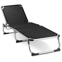 MaxxGarden, lettino prendisole pieghevole da campeggio, sdraio relax in alluminio, 189 x 59 cm, nero