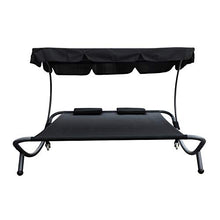 FineHome - Lettino a sdraio XXL con parasole, colore: nero