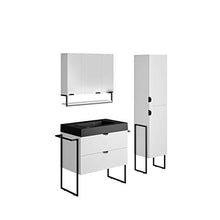Allibert Mobili da Bagno Set Sottopensile 80 cm Lavandino Armadietto a Specchio Armadietto Laterale Pre-assemblati
