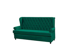 Beliani Divano Letto Rivestimento in Velluto Verde Capitonné con Bottoni Malvik