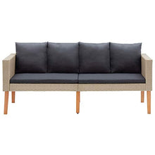 Tidyard Divano da Giardino a 2 Posti con Cuscini in Polyrattan Beige