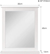 HCMNME Specchio da Bagno 50 × 60 cm con ripiano a Parete ripiano rettangolo Bianco