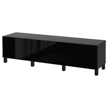 BESTÅ combinazione di cassetti 180x40x48 cm nero-marrone/Selsviken lucido/nero