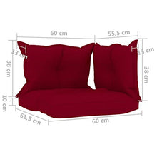vidaXL Cuscini per Divano Pallet 3 pz Rosso Vino in Tessuto