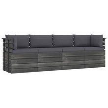 vidaXL Divano da Giardino 4 Posti su Pallet con Cuscini Massello Pino