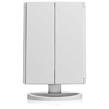 Specchio per trucco retroilluminato 38 luci a LED - Controllo della luce dello schermo Tri-Fold Ingrandimento 1X / 2X / 3X Specchio ingranditore cosmetico luminoso ad alta definizione portatile ad alt