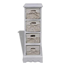 GOTOTOP Cassettiera in legno con 4 ceste 74 x 25 x 28 cm organizzatore di stoccaggio multiuso comò per camera da letto con cassetti stile rustico
