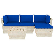 FAMIROSA Set Divani da Giardino su Pallet 5 pz con Cuscini Legno Abete-3478