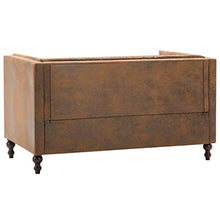 SKM Divano Chesterfield a 2 Posti in Tessuro Scamosciato Marrone