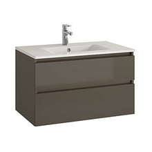 Allibert - Set di mobili da bagno premontati, grigio lucido, con sistema Softclose e lavabo 80 cm