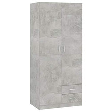 Montloxs Armadio a 2 Ante, ripiano, Appendiabiti e cassetto, mobili per Camera da Letto, 80x52x180 cm, Grigio Cemento