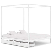 FAMIROSA Giroletto con Baldacchino 2 Cassetti Bianco in Pino 180x200 cm